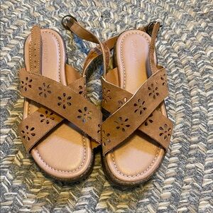 Old Navy Brown Suede Floral Cutout Sandals - Size 1